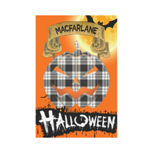 Load image into Gallery viewer, MacFarlane Black - White Tartan Jack O' Lantern Garden Flag / Halloween Home Decor NN6