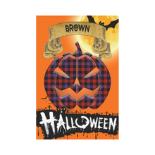 Load image into Gallery viewer, Brown Modern Tartan Jack O' Lantern Garden Flag / Halloween Home Decor NN4