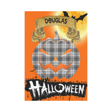 Load image into Gallery viewer, Douglas Grey Modern Tartan Jack O' Lantern Garden Flag / Halloween Home Decor NN4